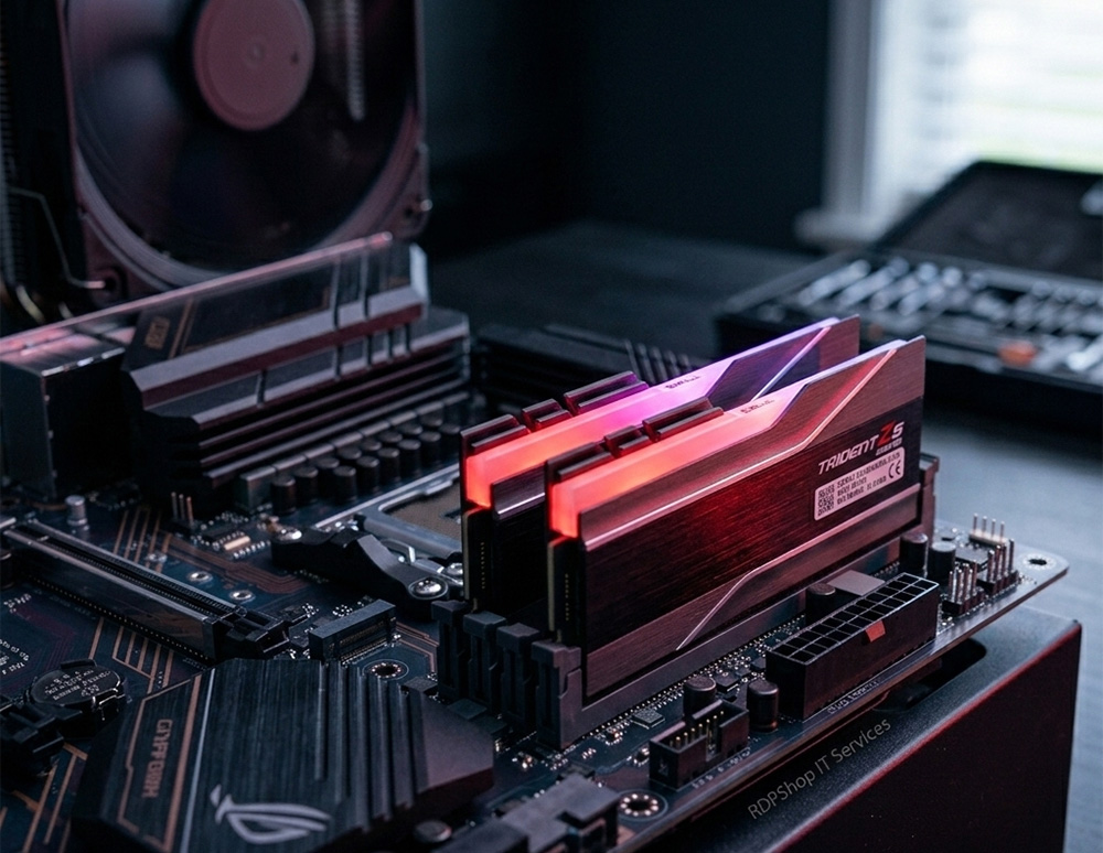 Most commonly changed BIOS settings for RAM showing DDR5 sticks installed in a gaming motherboard with XMP profile