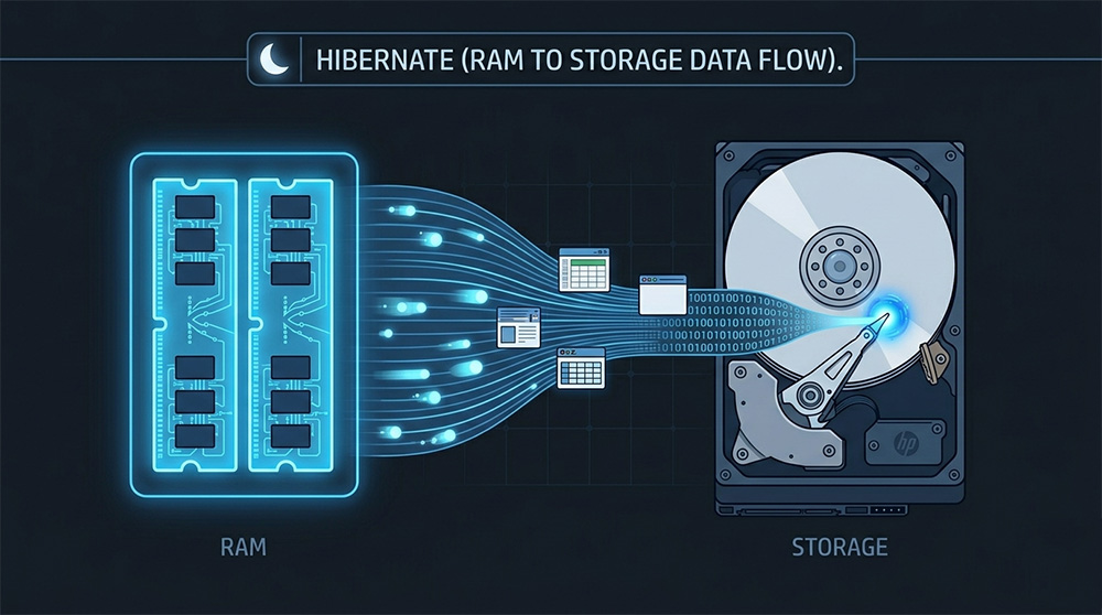 hibernate mode illustration as an alternative when pc won't wake from sleep mode
