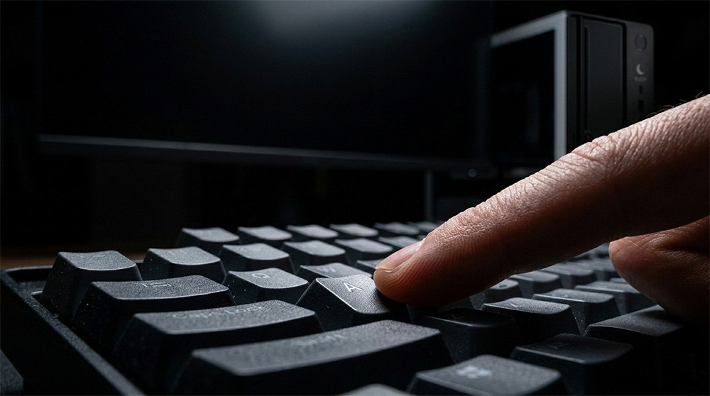 hand pressing keyboard shortcut to fix pc won't wake from sleep mode