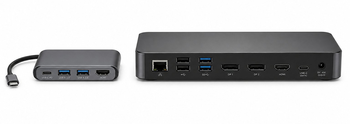 Laptop Docking station for laptop compared to small travel hub