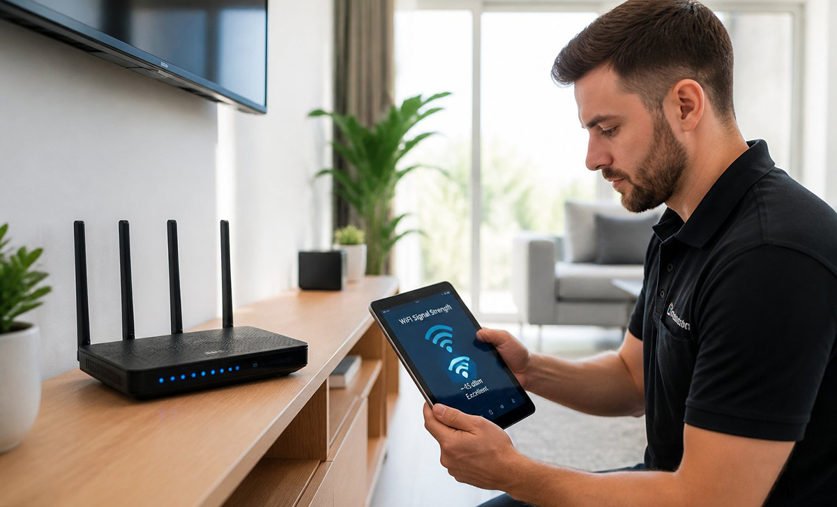Checking home WIFI strength for streaming service setup