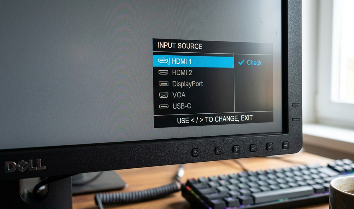 Checking monitor inputs when computer turns on but screen is black